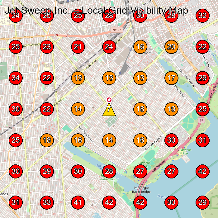 Jet Sweep Inc. GeoGrid visibility map for House Cleaning Service in Brooklyn